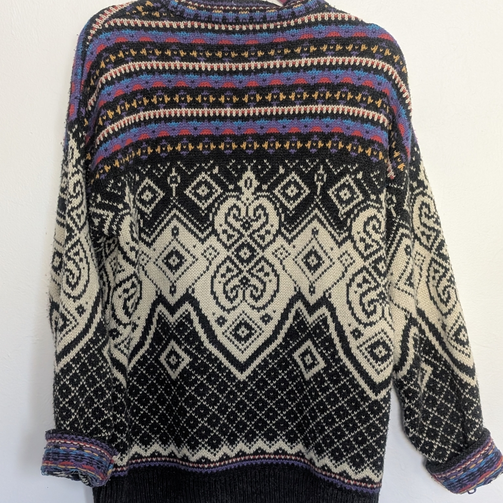 Boho Nordic Fair Isle Multicolor Knit Sweater